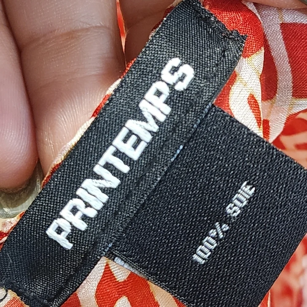 PRINTEMPS Red novelty Print 100% Silk lightweight scarf